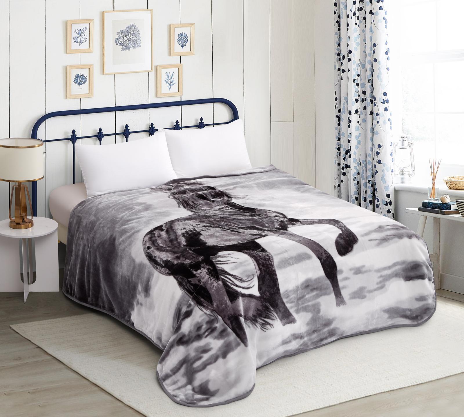 Luxury Digital Print Mink FAUX FUR THROW BLANKET Bed Sofa Double & King Size