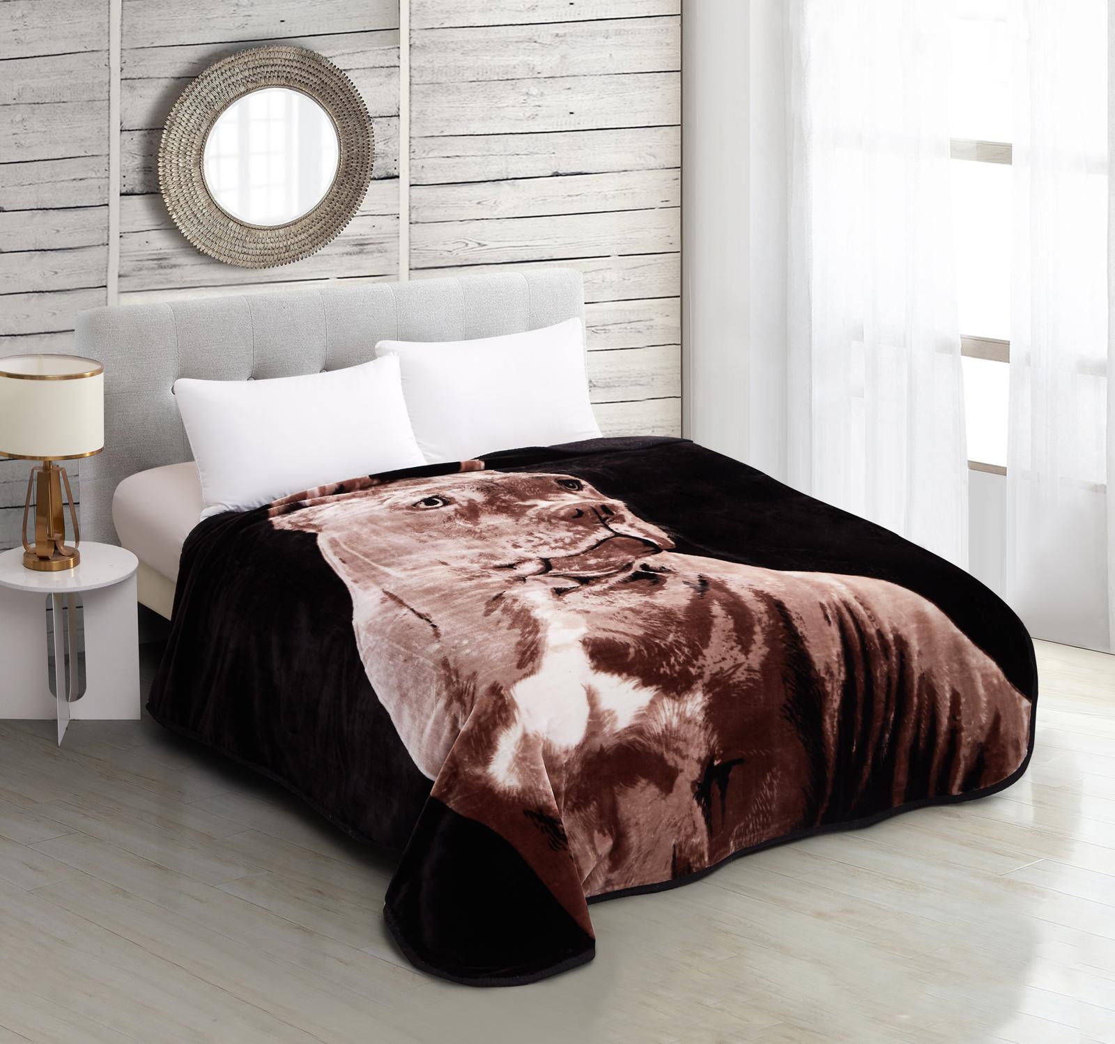 Luxury Digital Print Mink FAUX FUR THROW BLANKET Bed Sofa Double & King Size