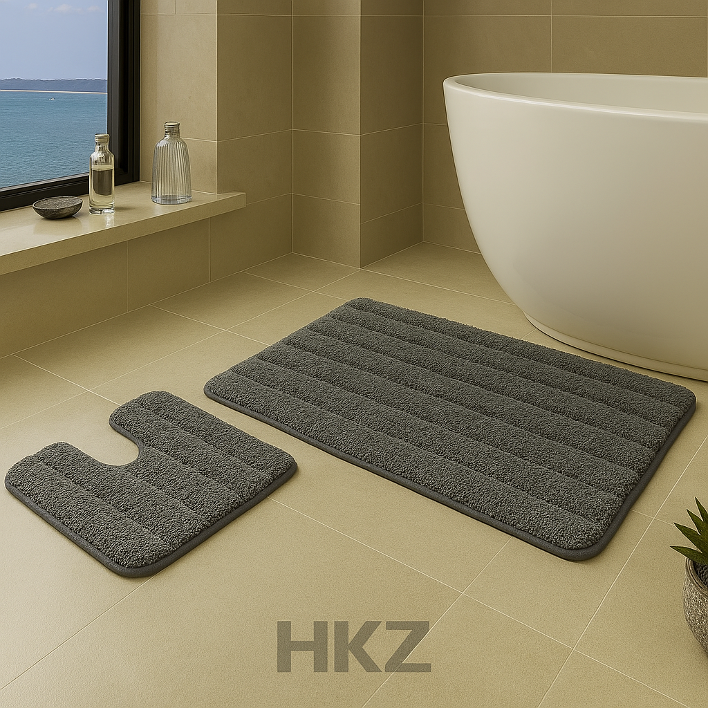 RABBIT FUR BATH MAT PEDESTAL SET NON SLIP TOILET BATHROOM RUGS 2 PIECE