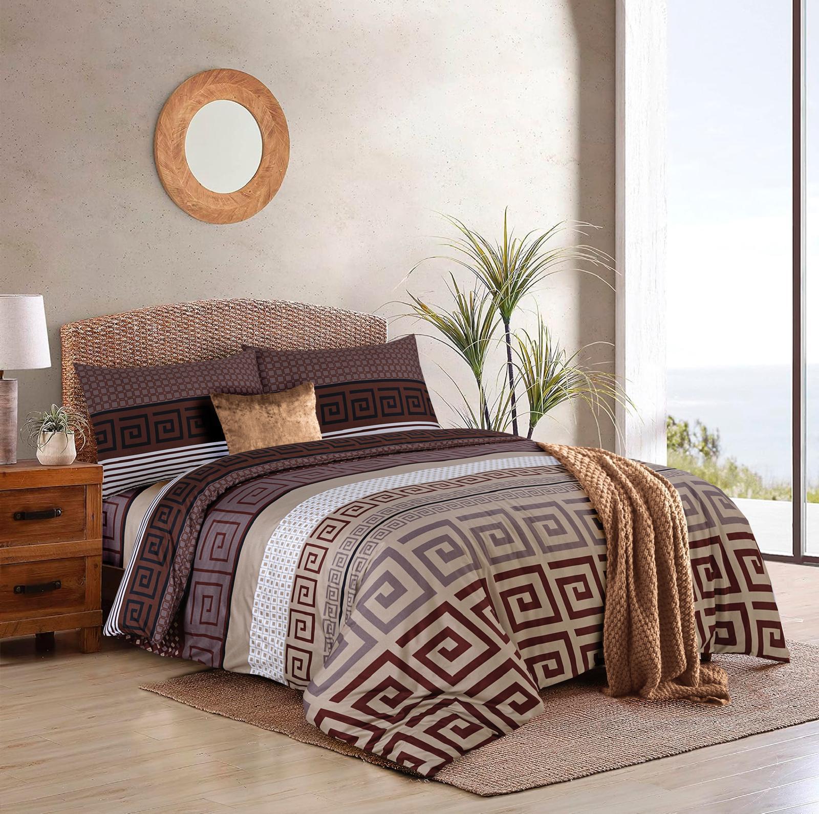 Duvet Cover set 4 piece Bedding Sets Sets with fitted sheet & Pillowcases Greek Pattern