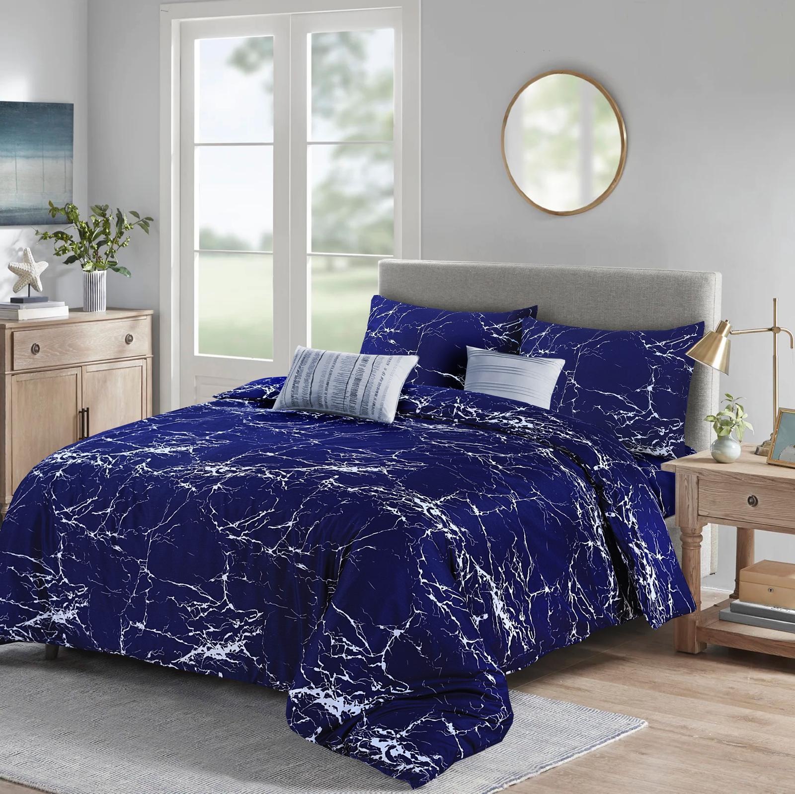 Duvet Cover set 4 piece Bedding Sets with fitted sheet & Pillowcases Marble Pattern