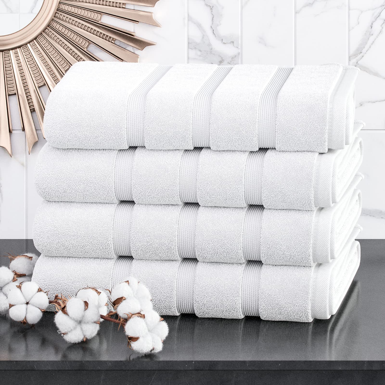 Luxury Towel Set 100% Cotton 4 Piece Bath Towel Set Bath Towel Bale 500 GSM.