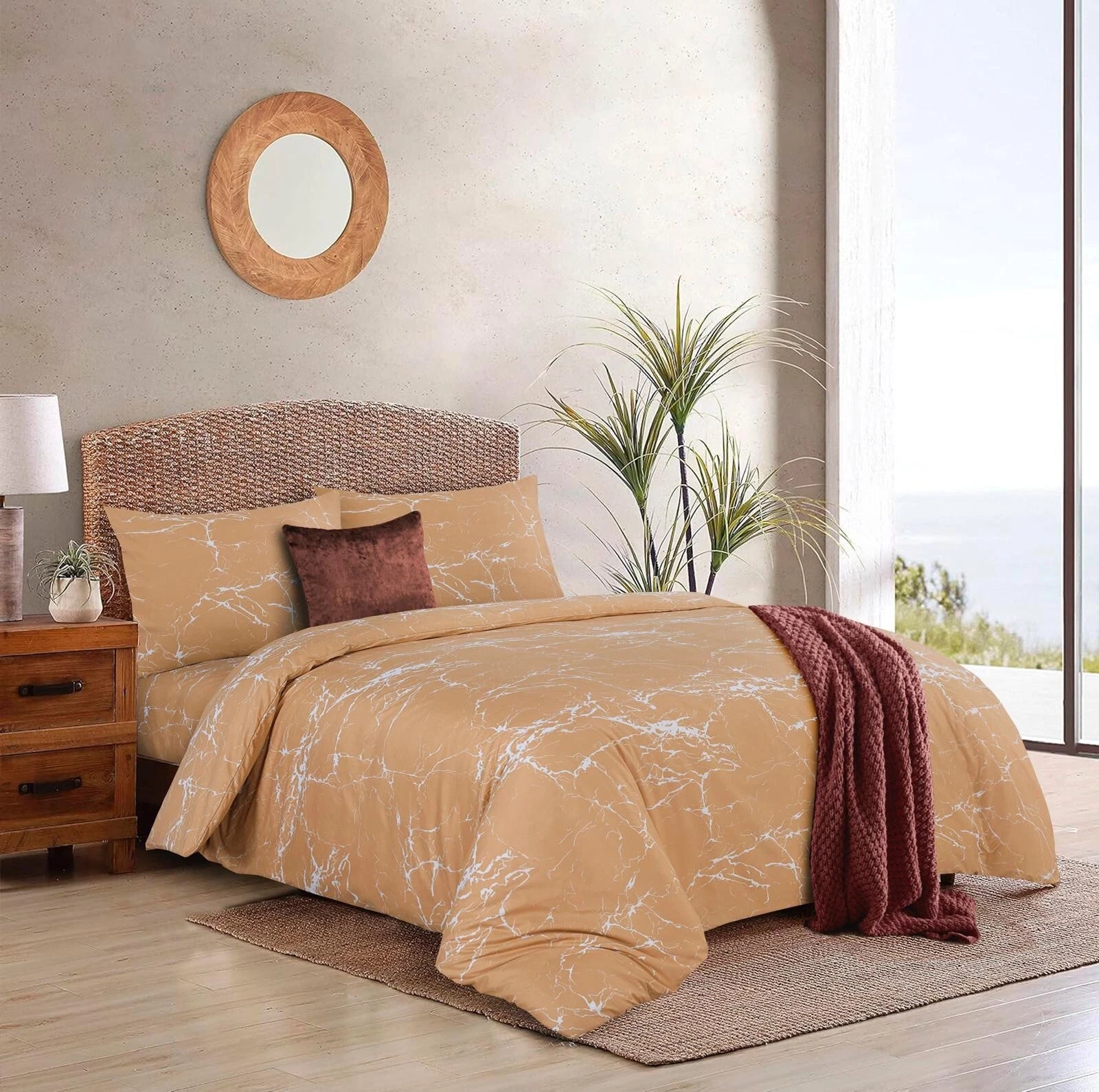 Duvet Cover set 4 piece Bedding Sets with fitted sheet & Pillowcases Marble Pattern